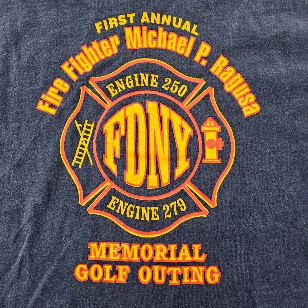 FDNY Michael Ragusa Golf Outing‎ Blue Short Sleeve Cotton T-Shirt Men's XL